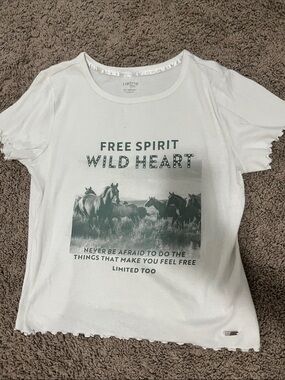 Limited Too White Graphic Tee with Green Print